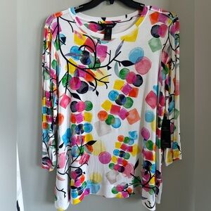 NWT Ali Miles Colorful Abstract Print Tunic Top 3/4 Sleeve